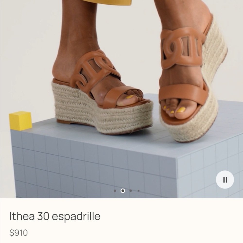 Hermes Brown Espadrille Wedge Sandals - Picture 2 of 2